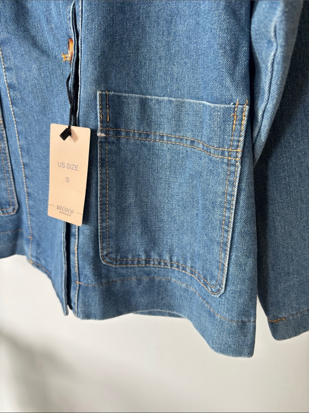 UTCOCO NWT Denim Jacket Blazer Jean Jacket Blue - Picture 6 of 8